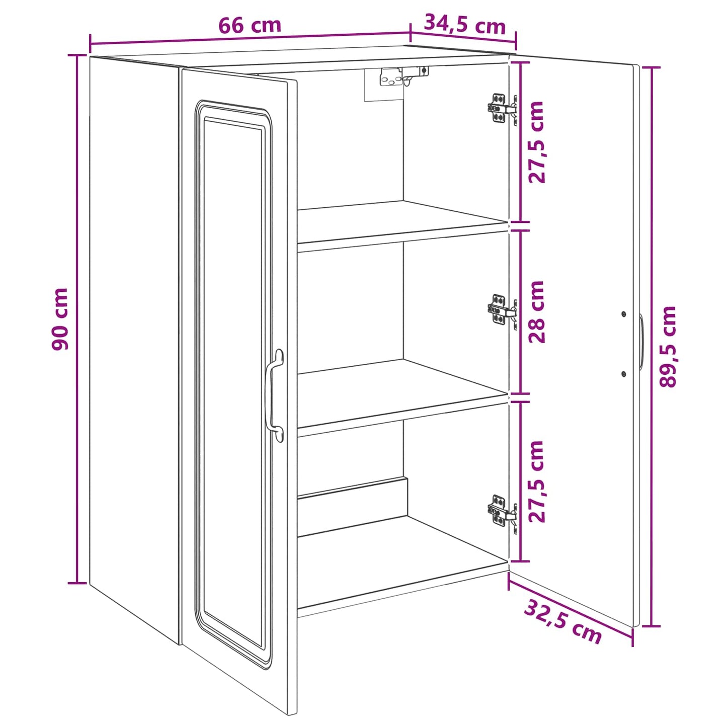 Mobiletto a muro Bianco 66 x 34,5 x 90 cm Legno ingegnerizzato | homemem39