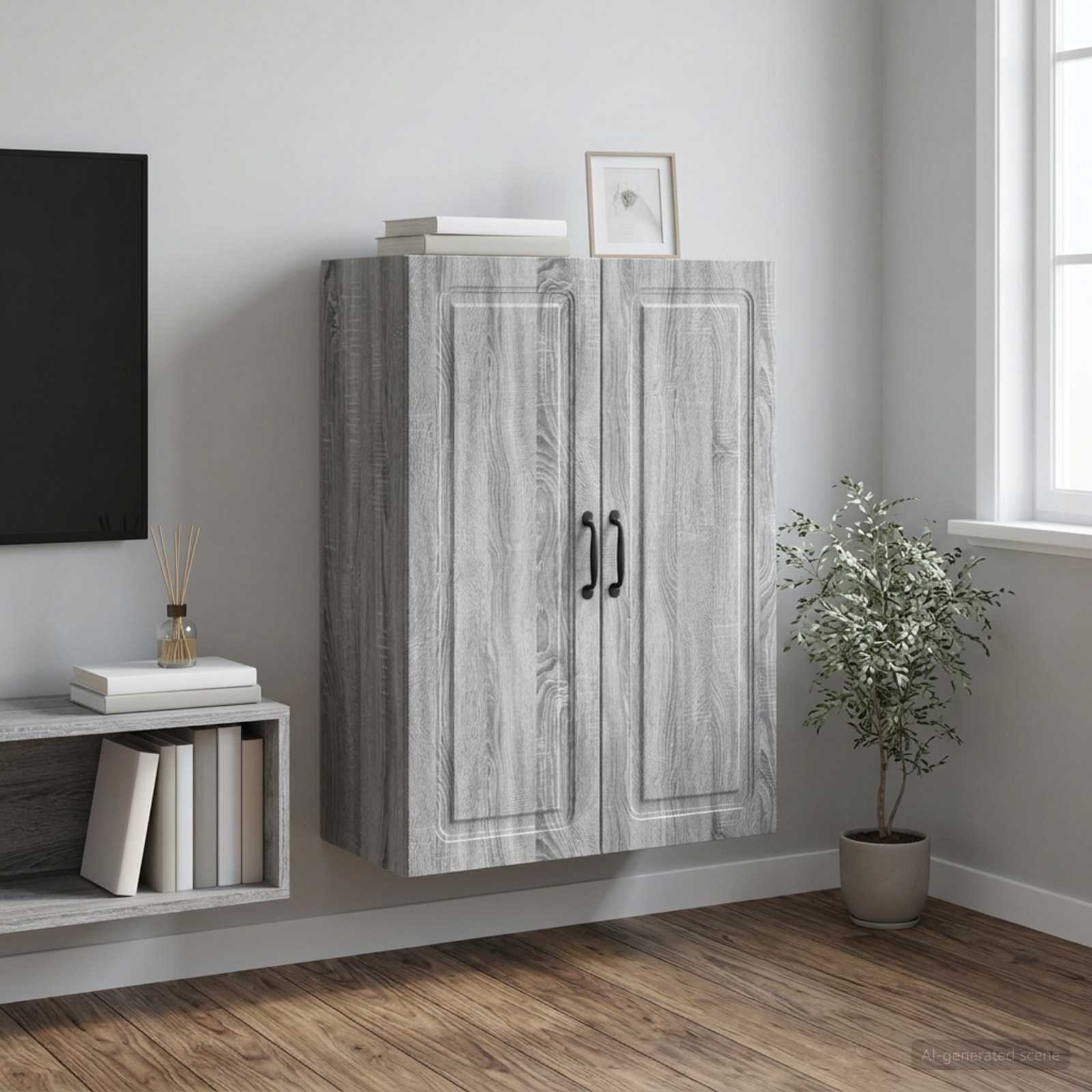 Mobiletto a muro Sonoma grigio 66 x 34,5 x 90 cm | homemem39