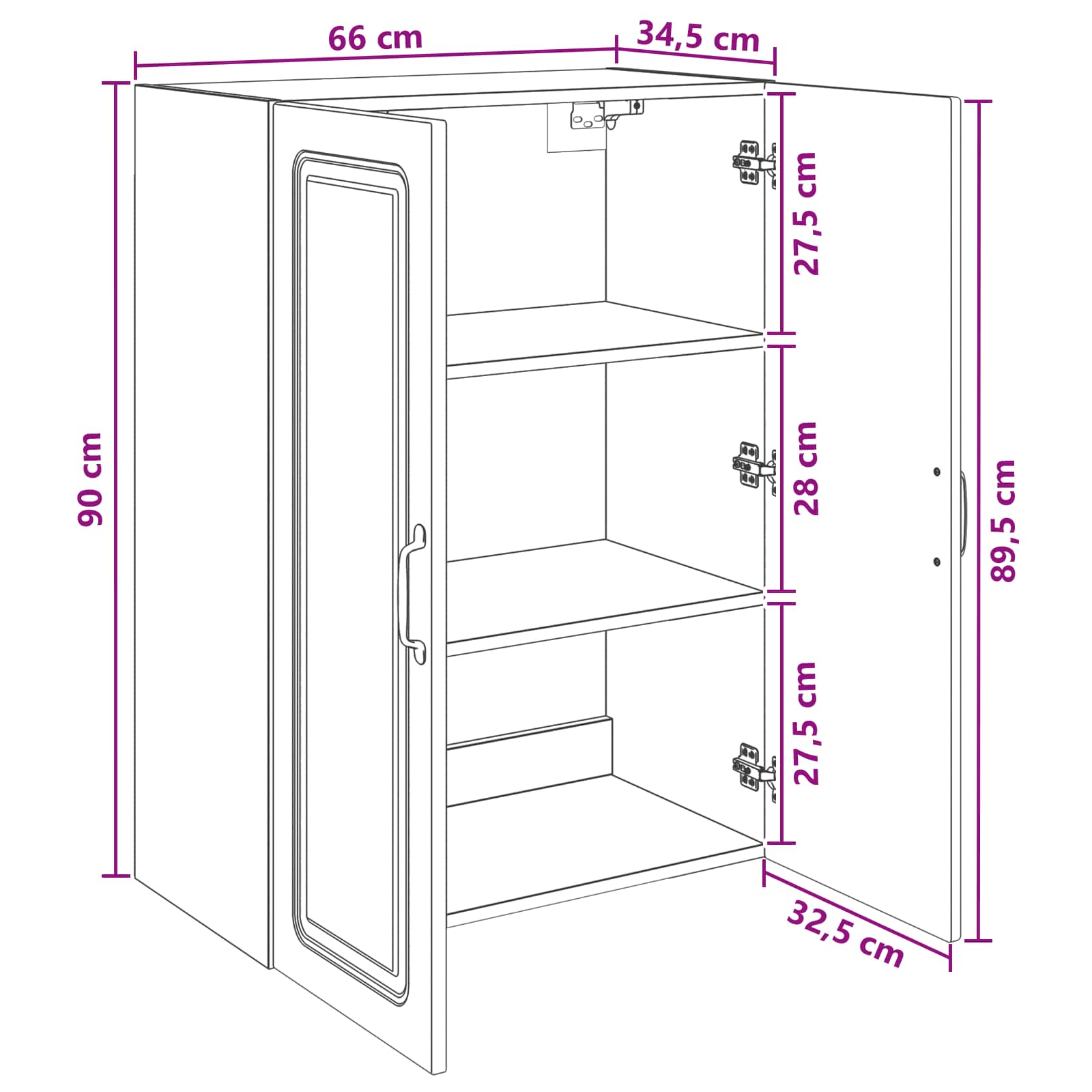 Mobiletto a muro Legno antico 66 x 34,5 x 90 cm | homemem39