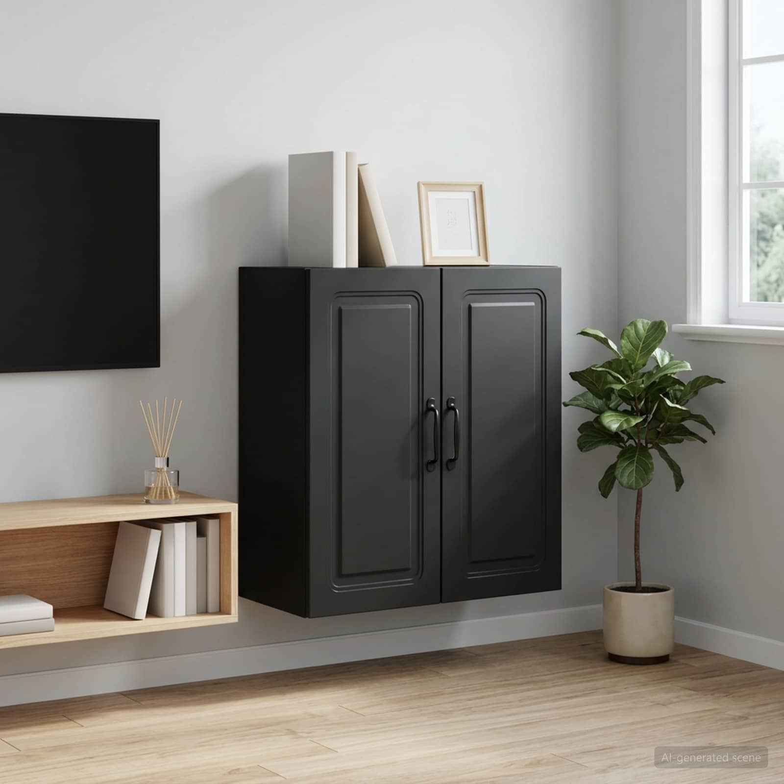 Mobiletto a muro Nero 59 x 31 x 60 cm Legno ingegnerizzato | homemem39