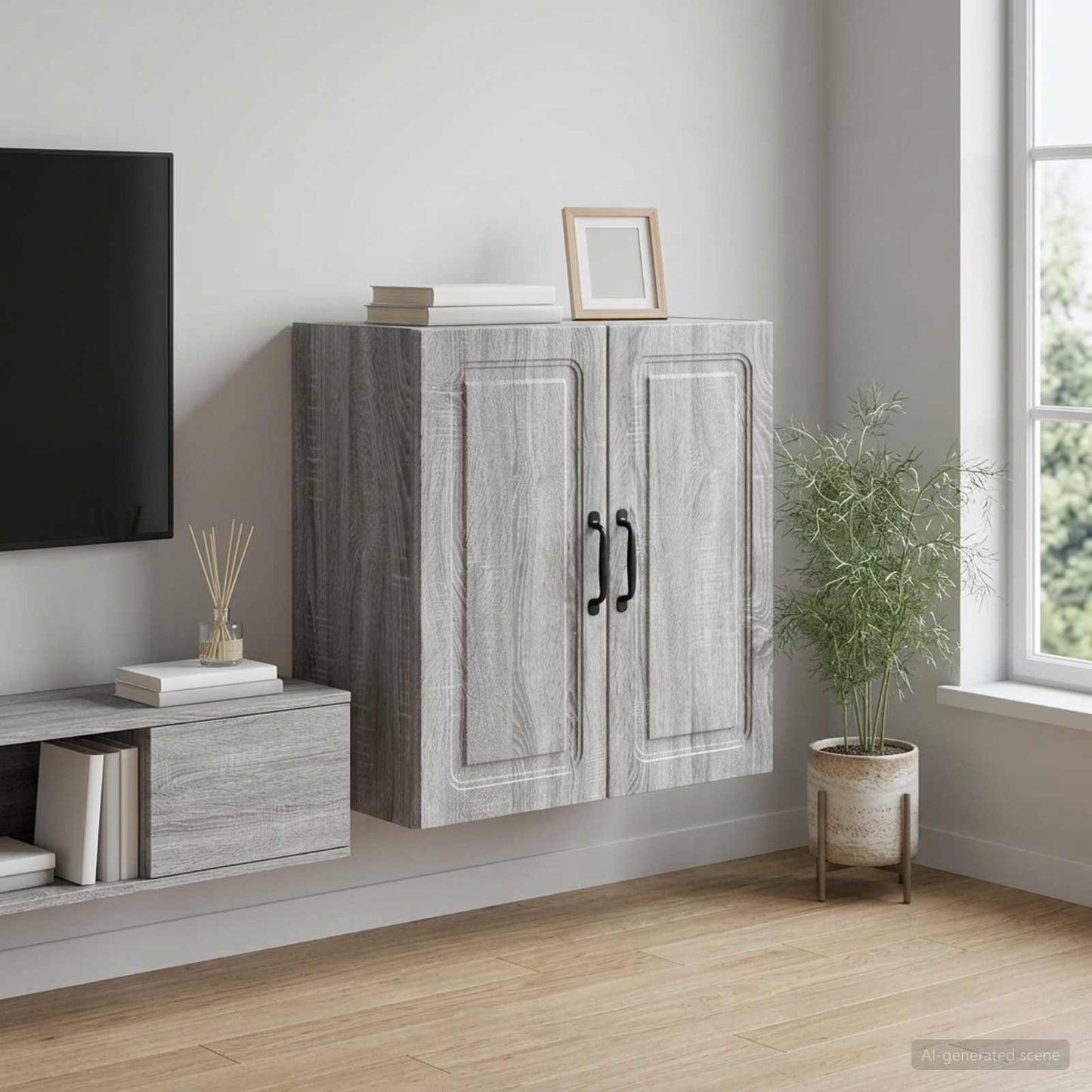 Mobiletto a muro Sonoma grigio 59 x 31 x 60 cm | homemem39