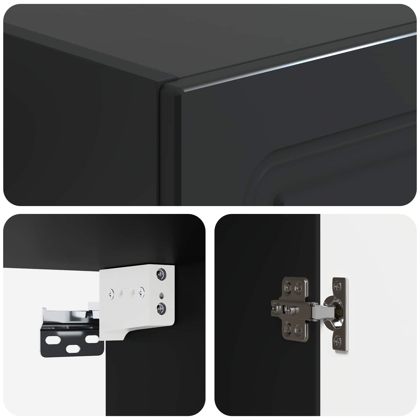 Mobiletto a muro Nero 33 x 34,5 x 90 cm Legno ingegnerizzato | homemem39