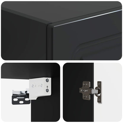 Mobiletto a muro Nero 33 x 34,5 x 90 cm Legno ingegnerizzato | homemem39