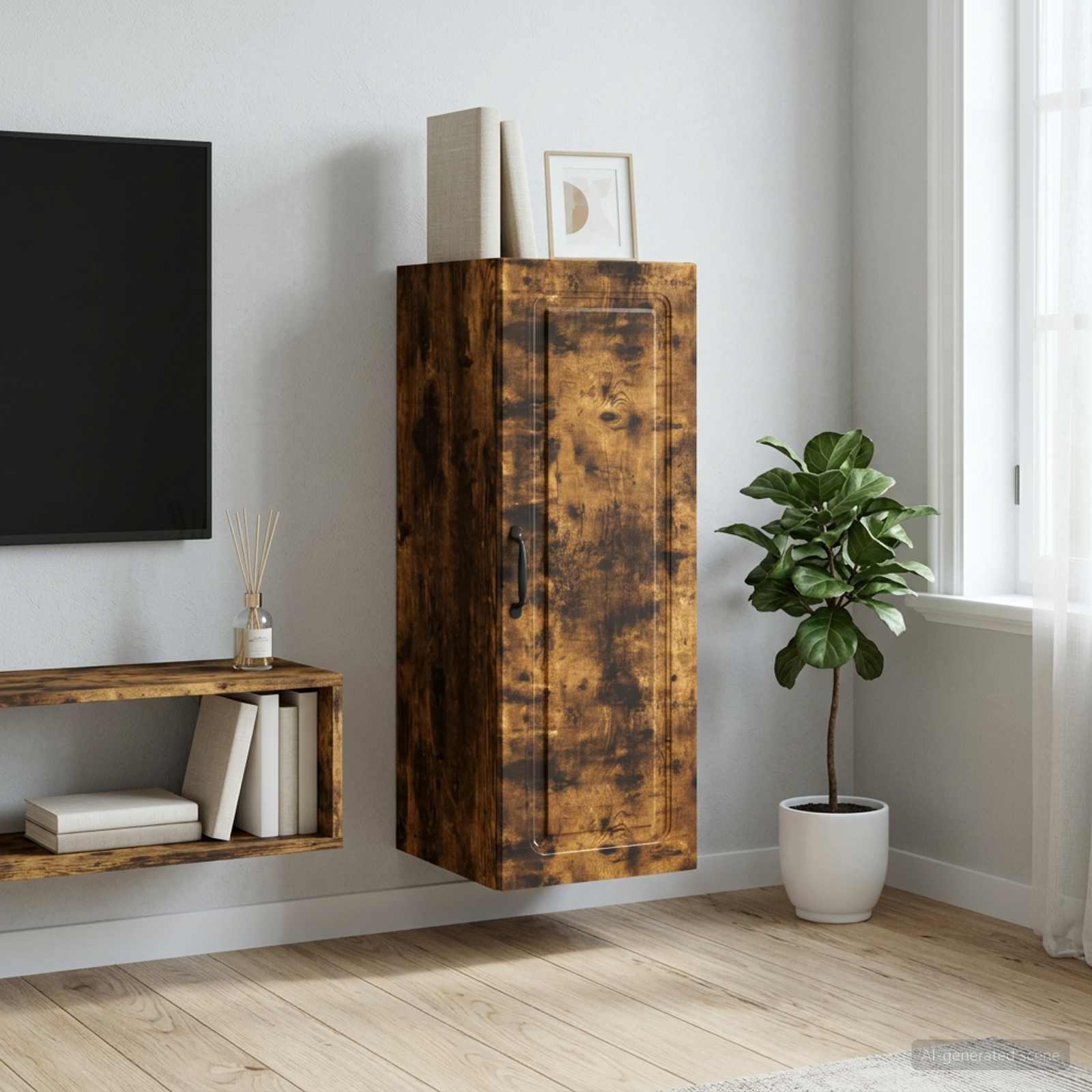 Mobiletto a muro Rovere Fumo 33 x 34,5 x 90 cm | homemem39