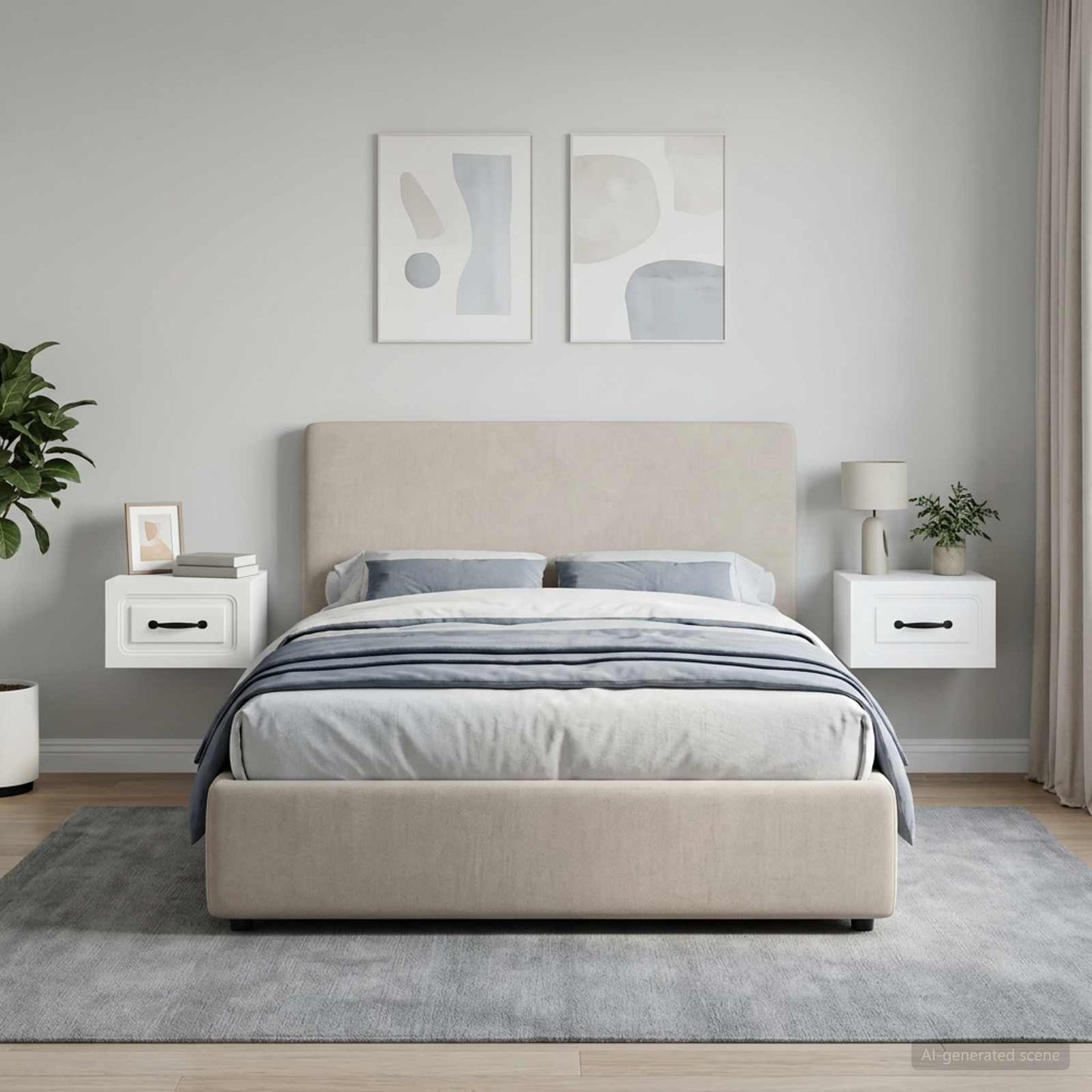 Mobiletto da notte a muro 2 pcs Bianco 34,5 x 33 x 20 cm