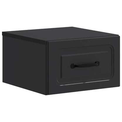 Mobiletto da notte a muro con cassetto Nero 34,5 x 33 x 20 cm