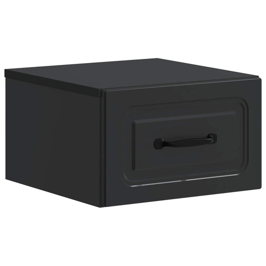 Mobiletto da notte a muro con cassetto Nero 34,5 x 33 x 20 cm