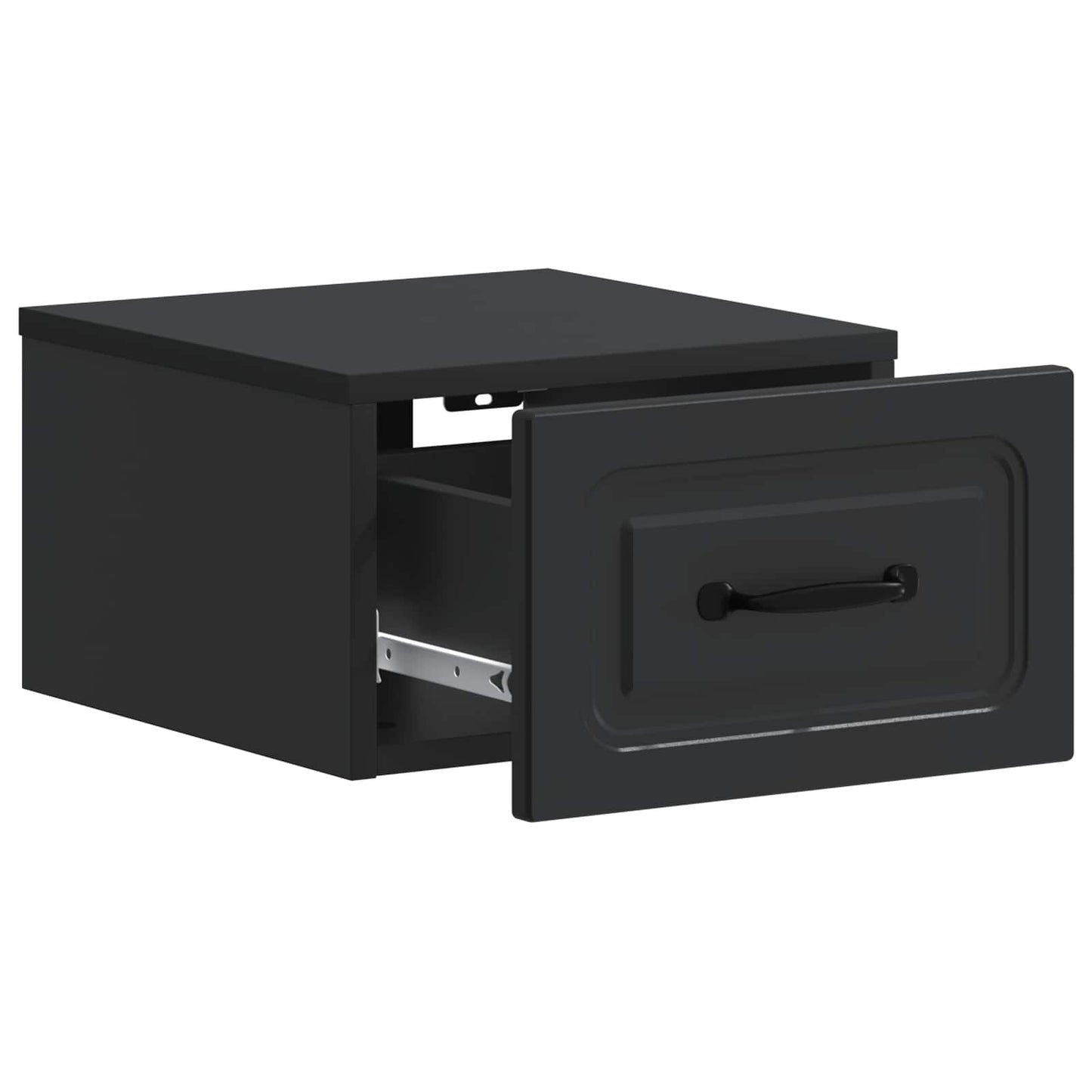 Mobiletto da notte a muro con cassetto Nero 34,5 x 33 x 20 cm