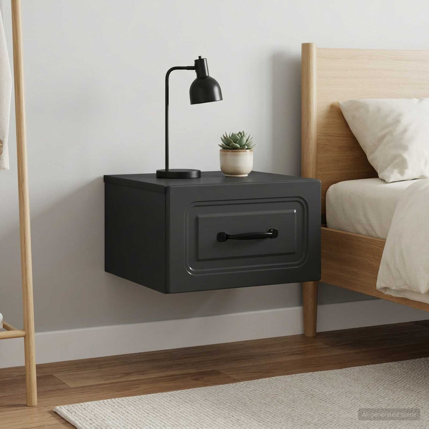 Mobiletto da notte a muro 2 pcs Nero 34,5 x 33 x 20 cm