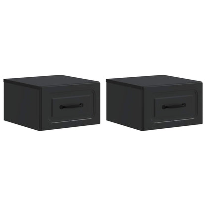 Mobiletto da notte a muro 2 pcs Nero 34,5 x 33 x 20 cm | homemem39