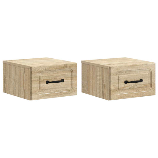 Mobiletto da notte a muro 2 pcs Rovere Sonoma 34,5 x 33 x 20 cm | homemem39