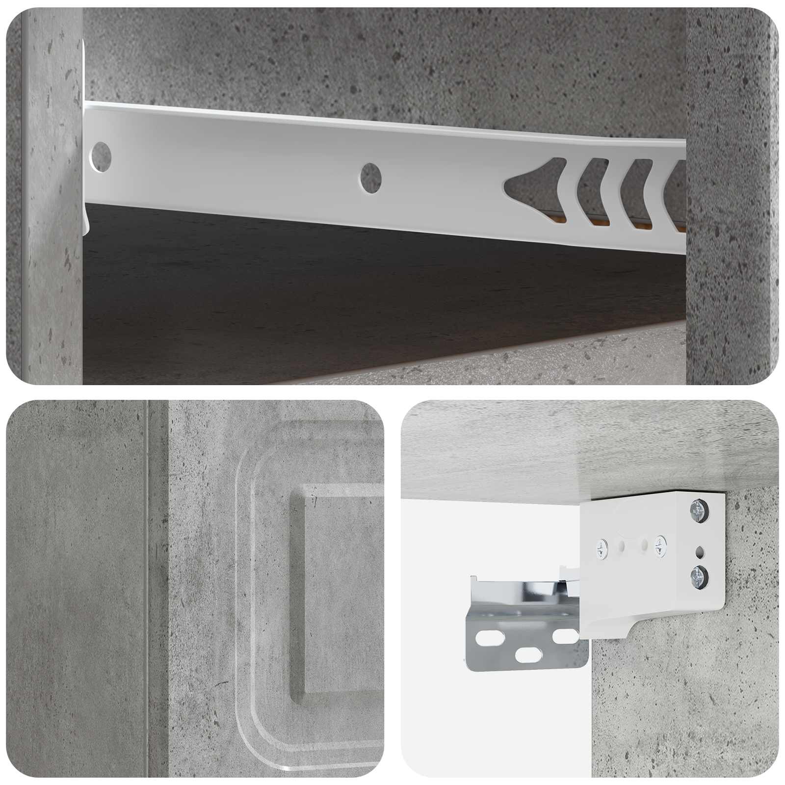 Mobiletto da notte a muro con cassetto 2 pcs Grigio Cemento | homemem39
