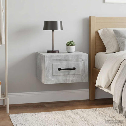 Mobiletto da notte a muro con cassetto 2 pcs Grigio Cemento