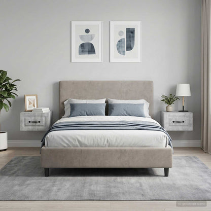 Mobiletto da notte a muro con cassetto 2 pcs Grigio Cemento
