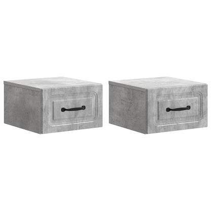 Mobiletto da notte a muro con cassetto 2 pcs Grigio Cemento | homemem39
