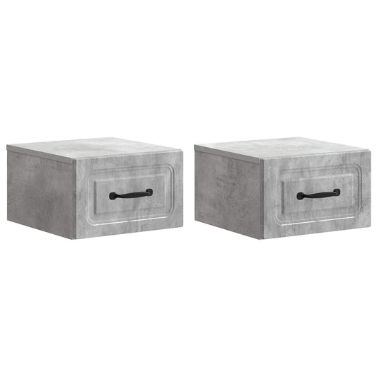 Mobiletto da notte a muro con cassetto 2 pcs Grigio Cemento | homemem39