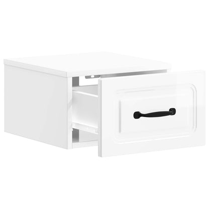 Mobiletto da notte a muro Bianco Lucido 34,5 x 33 x 20 cm | homemem39