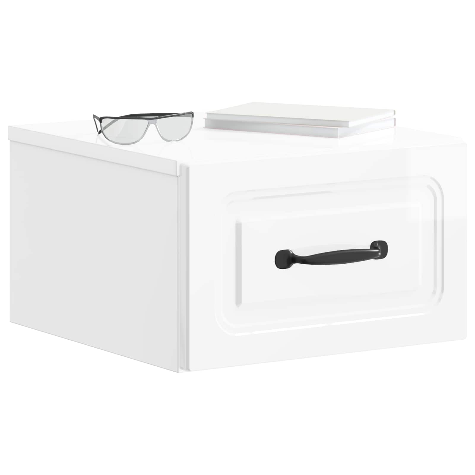 Mobiletto da notte a muro Bianco Lucido 34,5 x 33 x 20 cm | homemem39