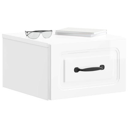 Mobiletto da notte a muro Bianco Lucido 34,5 x 33 x 20 cm | homemem39