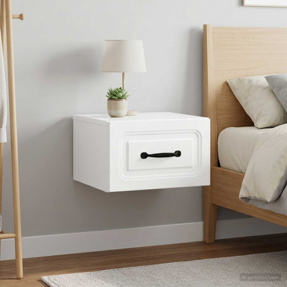 Mobiletto da notte a muro 2 pcs Bianco Lucido 34,5 x 33 x 20 cm