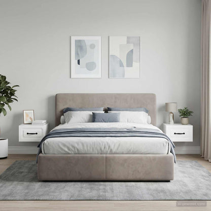 Mobiletto da notte a muro 2 pcs Bianco Lucido 34,5 x 33 x 20 cm
