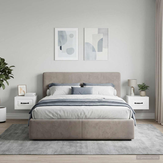 Mobiletto da notte a muro 2 pz Bianco Lucido 34,5 x 33 x 20 cm