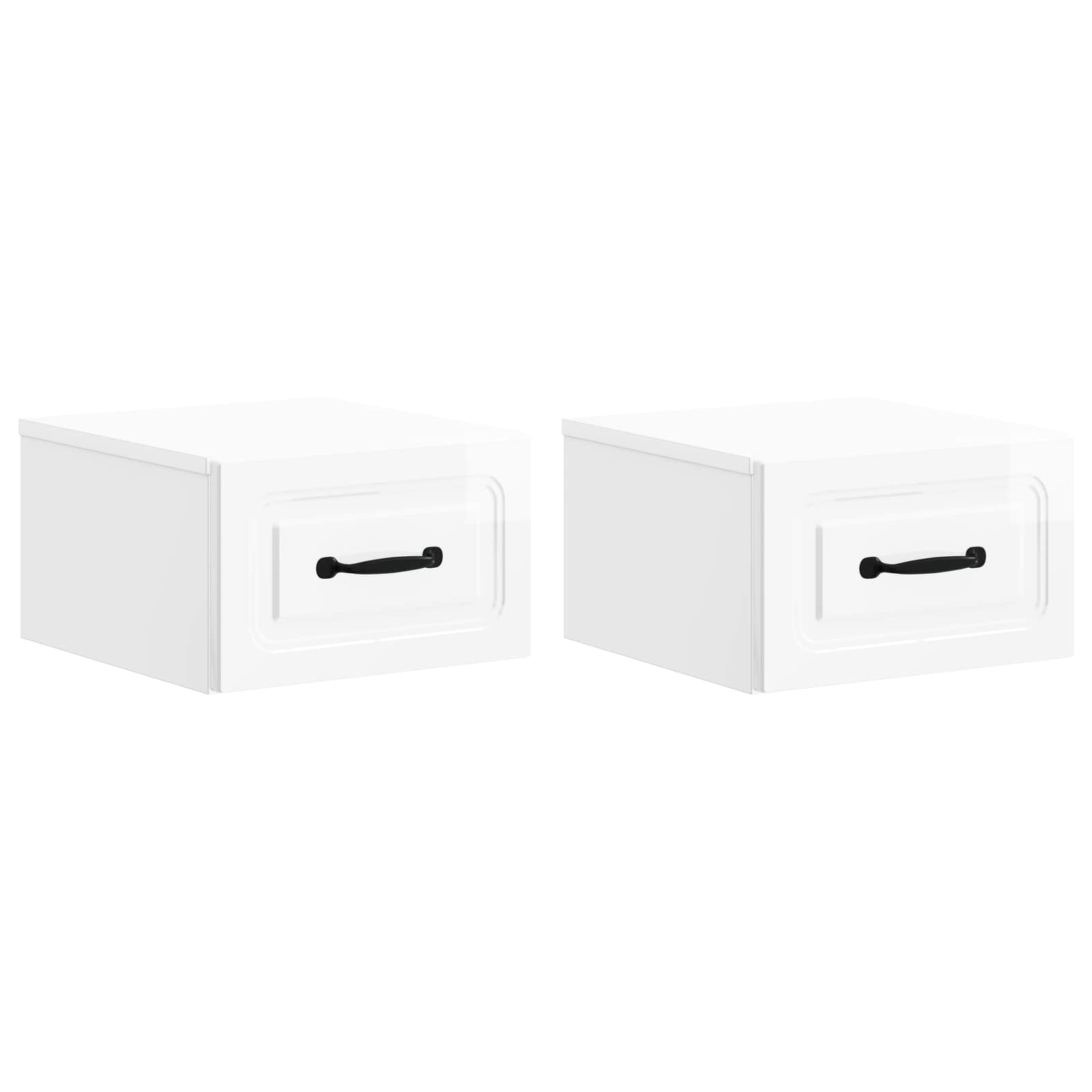 Mobiletto da notte a muro 2 pcs Bianco Lucido 34,5 x 33 x 20 cm | homemem39