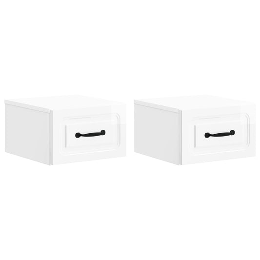 Mobiletto da notte a muro 2 pcs Bianco Lucido 34,5 x 33 x 20 cm | homemem39