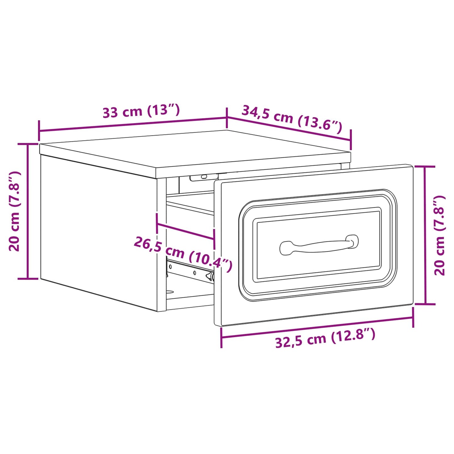 Mobiletto da notte a muro 2 pcs Bianco Lucido 34,5 x 33 x 20 cm | homemem39