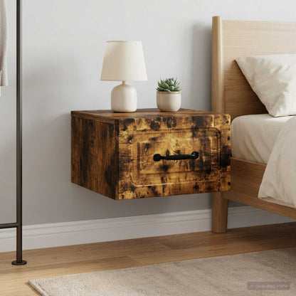 Mobiletto da notte a muro 2 pcs Rovere Fumo 34,5 x 33 x 20 cm
