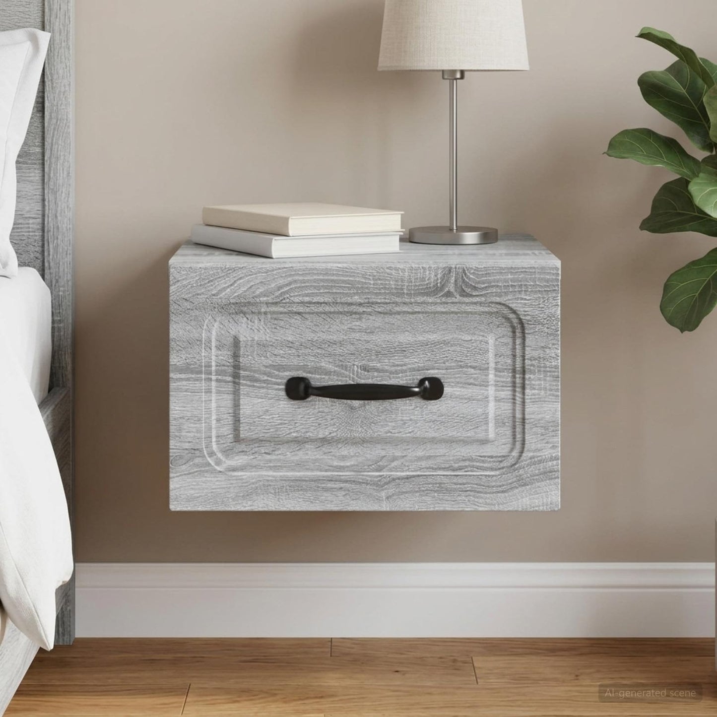 Mobiletto da notte a muro Grigio Sonoma 34,5 x 33 x 20 cm