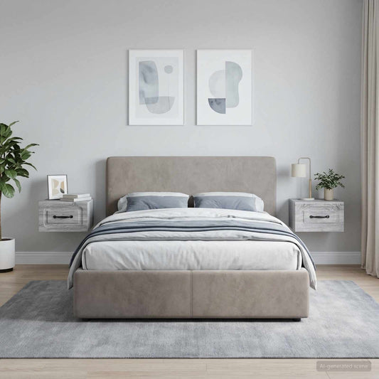Mobiletto da notte a muro 2 pz Grigio Sonoma 34,5 x 33 x 20 cm