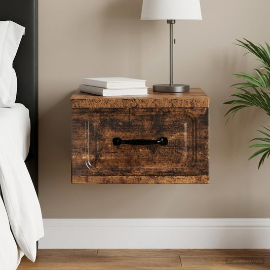 Mobiletto da notte a muro Legno antico 34,5 x 33 x 20 cm
