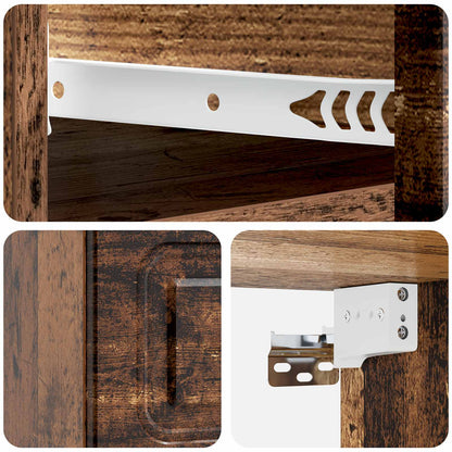 Mobiletto da notte a muro 2 pcs Legno antico 34,5 x 33 x 20 cm | homemem39