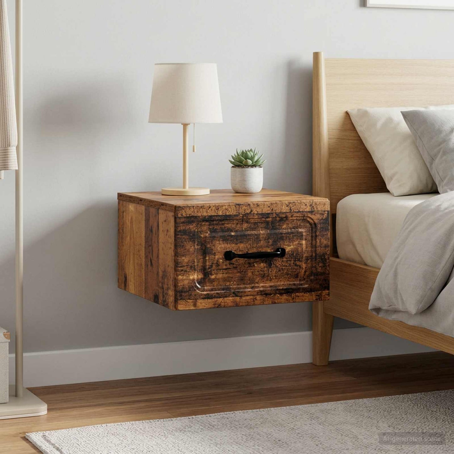 Mobiletto da notte a muro 2 pcs Legno antico 34,5 x 33 x 20 cm