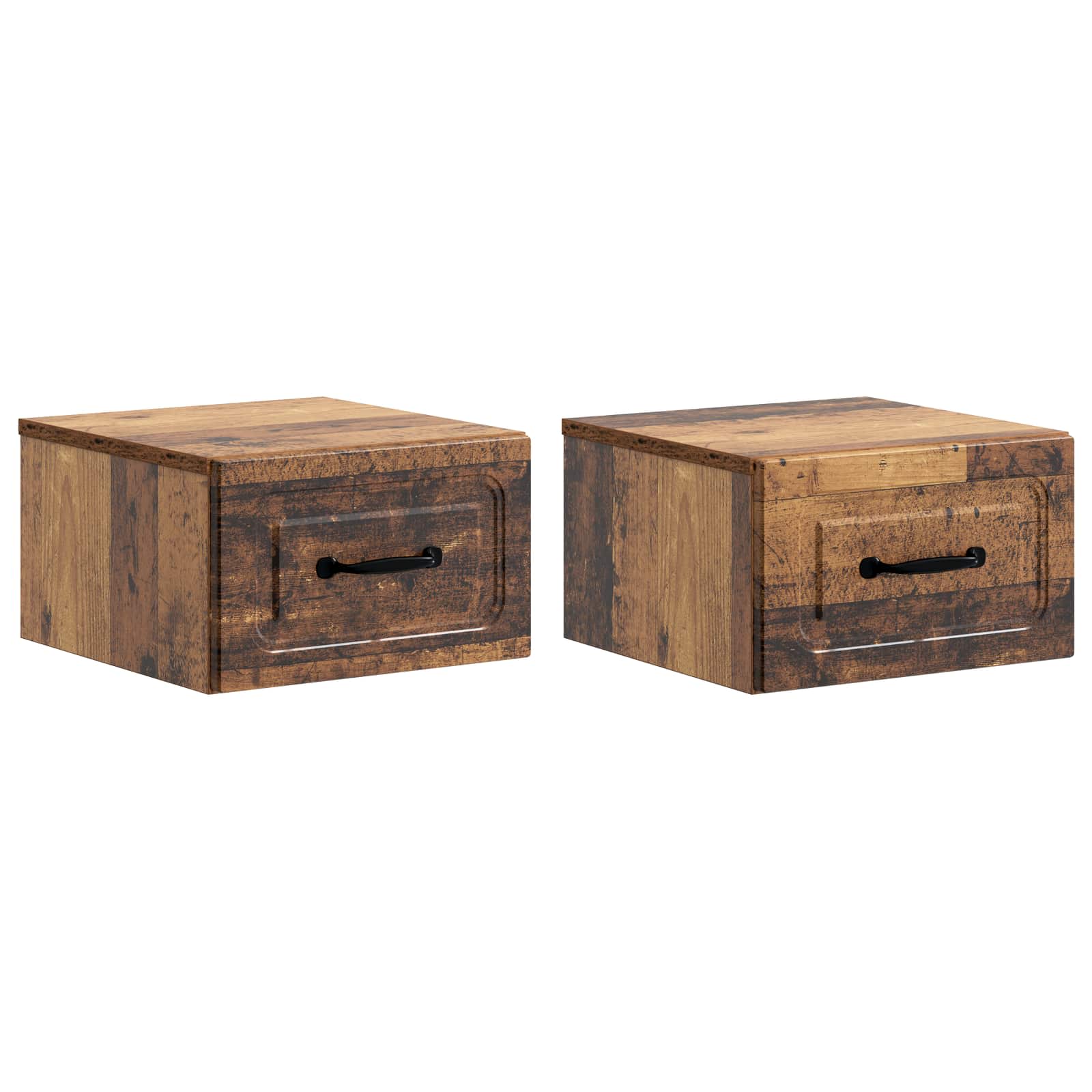 Mobiletto da notte a muro 2 pcs Legno antico 34,5 x 33 x 20 cm | homemem39