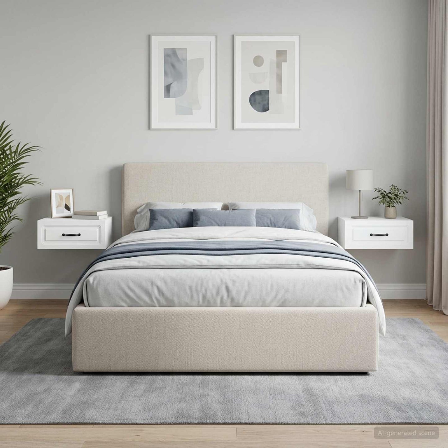 Mobiletto da notte a muro 2 pcs Bianco 49 x 34,5 x 20 cm