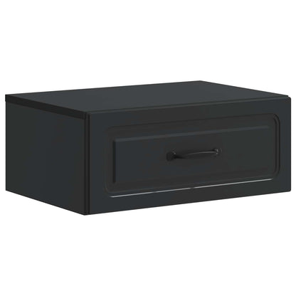 Mobiletto da notte a muro con cassetto Nero 49 x 34,5 x 20 cm | homemem39