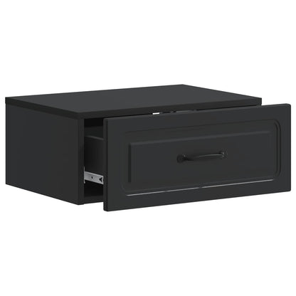Mobiletto da notte a muro con cassetto Nero 49 x 34,5 x 20 cm
