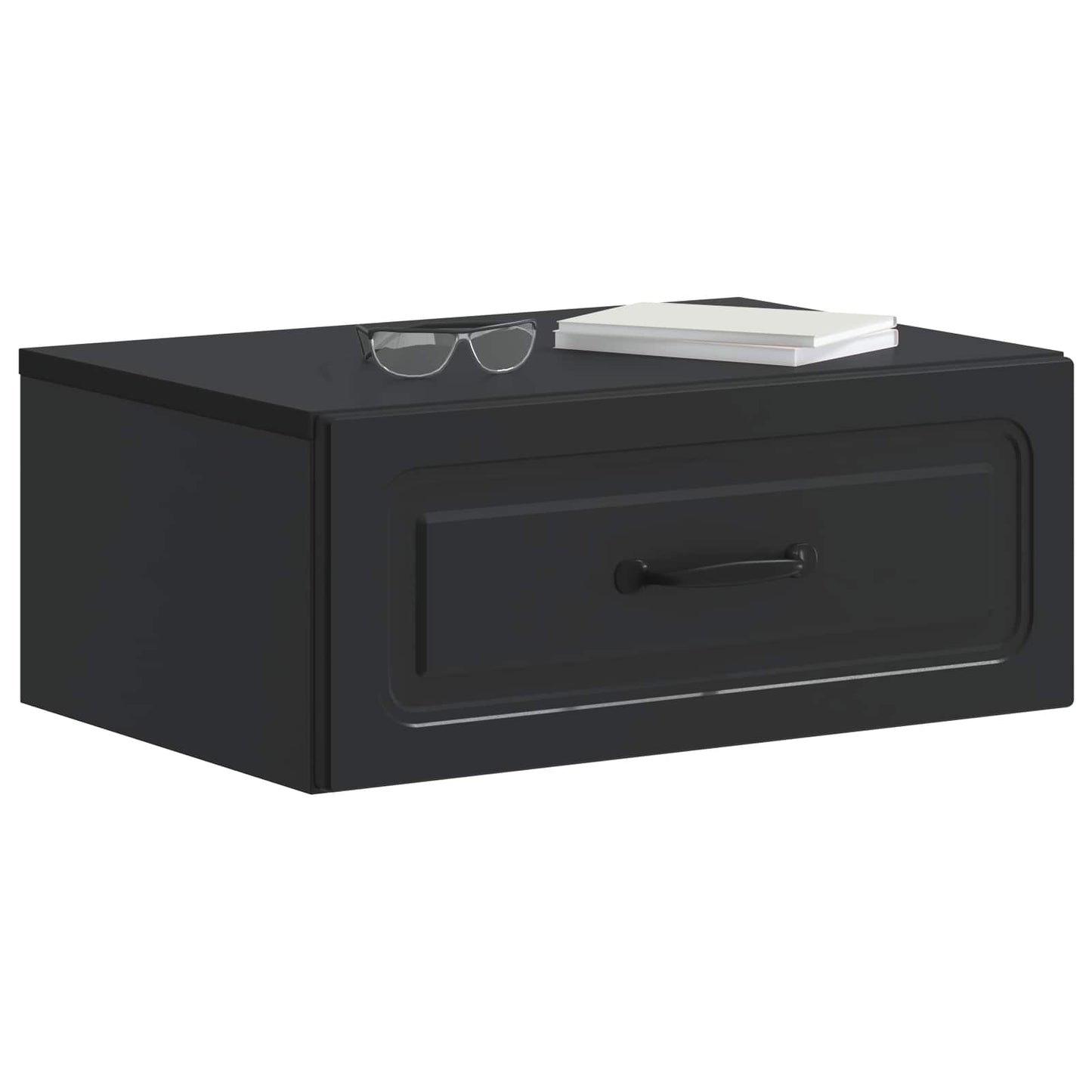 Mobiletto da notte a muro con cassetto Nero 49 x 34,5 x 20 cm | homemem39
