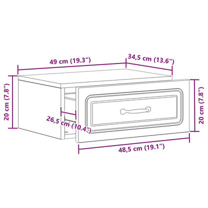 Mobiletto da notte a muro con cassetto Nero 49 x 34,5 x 20 cm | homemem39