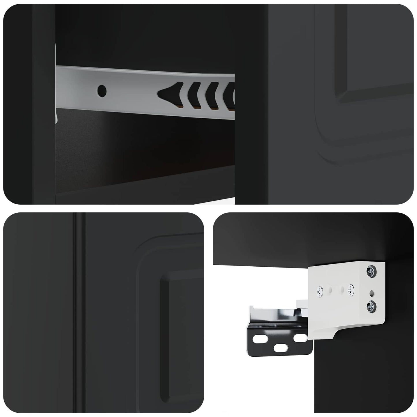Mobiletto da notte a muro 2 pcs Nero 49 x 34,5 x 20 cm | homemem39