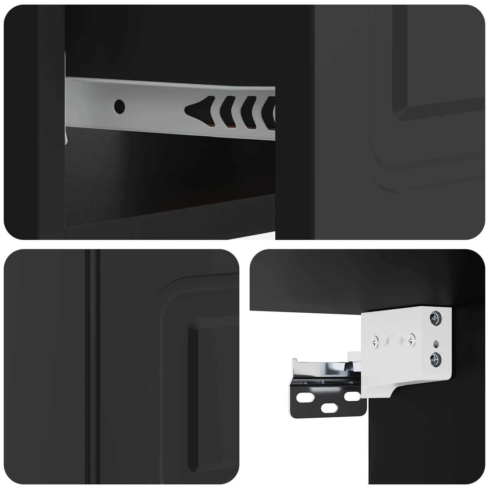 Mobiletto da notte a muro 2 pcs Nero 49 x 34,5 x 20 cm | homemem39
