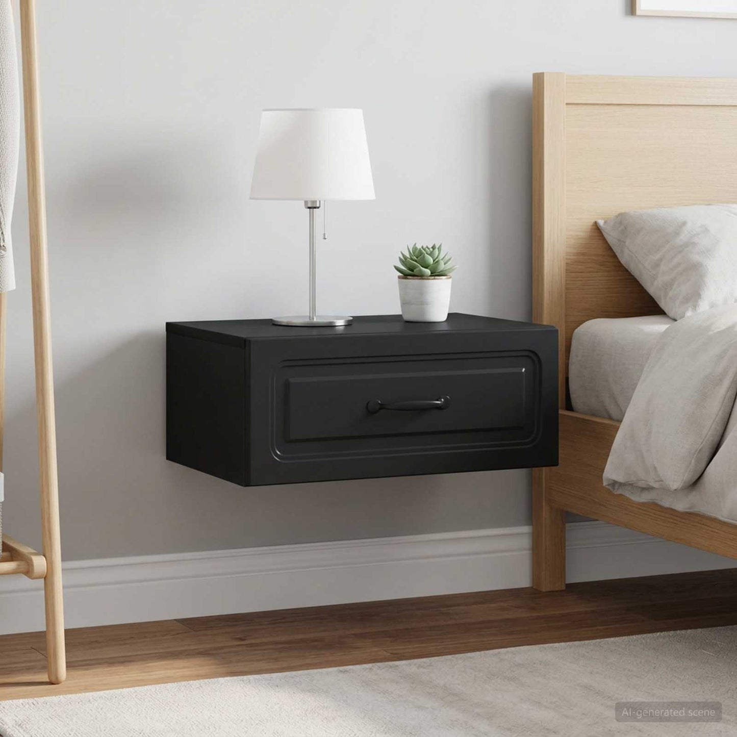 Mobiletto da notte a muro 2 pcs Nero 49 x 34,5 x 20 cm