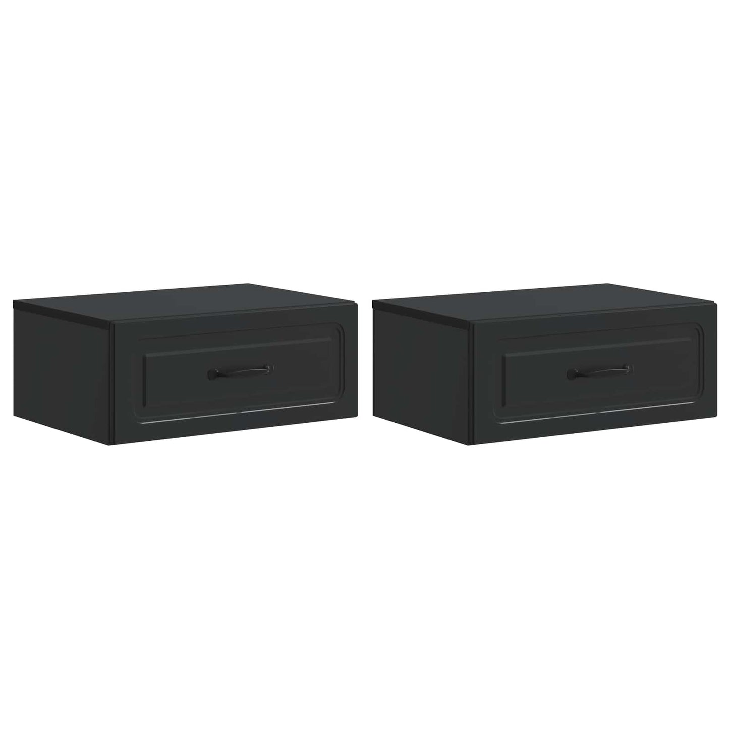 Mobiletto da notte a muro 2 pcs Nero 49 x 34,5 x 20 cm | homemem39