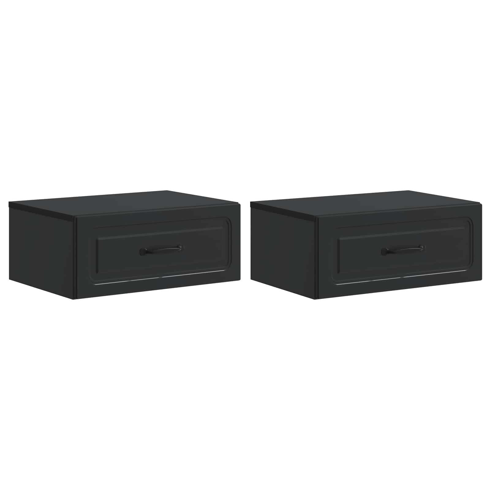 Mobiletto da notte a muro 2 pcs Nero 49 x 34,5 x 20 cm | homemem39