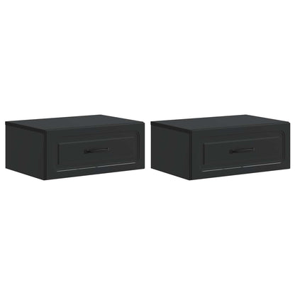 Mobiletto da notte a muro 2 pcs Nero 49 x 34,5 x 20 cm | homemem39