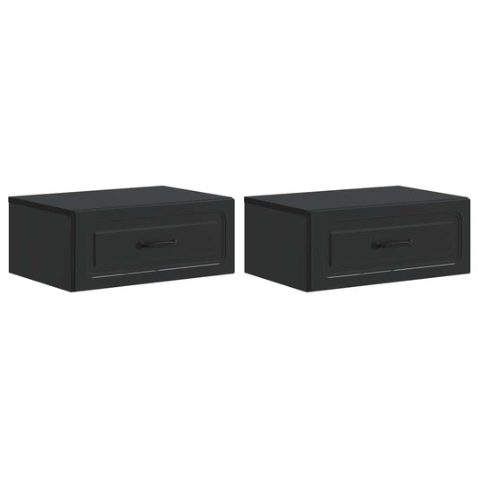 Mobiletto da notte a muro 2 pcs Nero 49 x 34,5 x 20 cm | homemem39