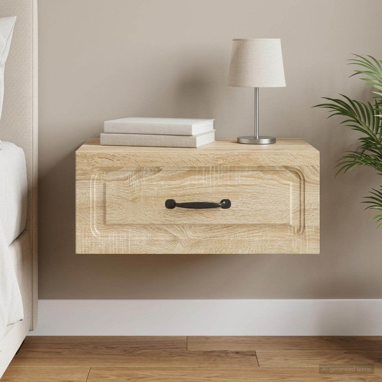Mobiletto da notte a muro Rovere Sonoma 49 x 34,5 x 20 cm