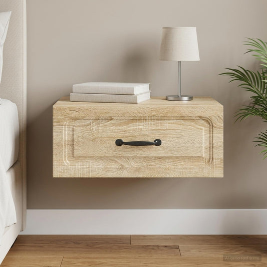 Mobiletto da notte a muro Rovere Sonoma 49 x 34,5 x 20 cm
